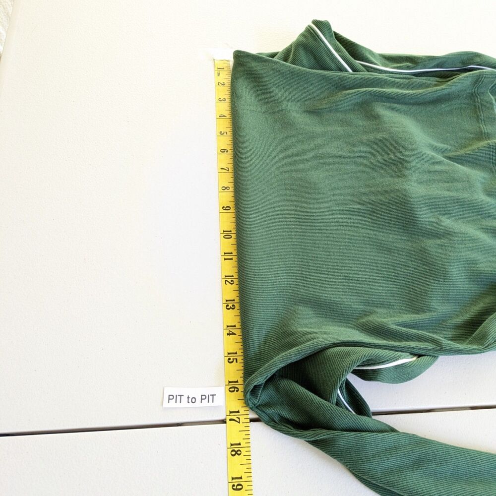 Nike Women's Small Ribbed Mock Neck Top Green Long Sleeve White Piping Cotton - Picture 7 of 10